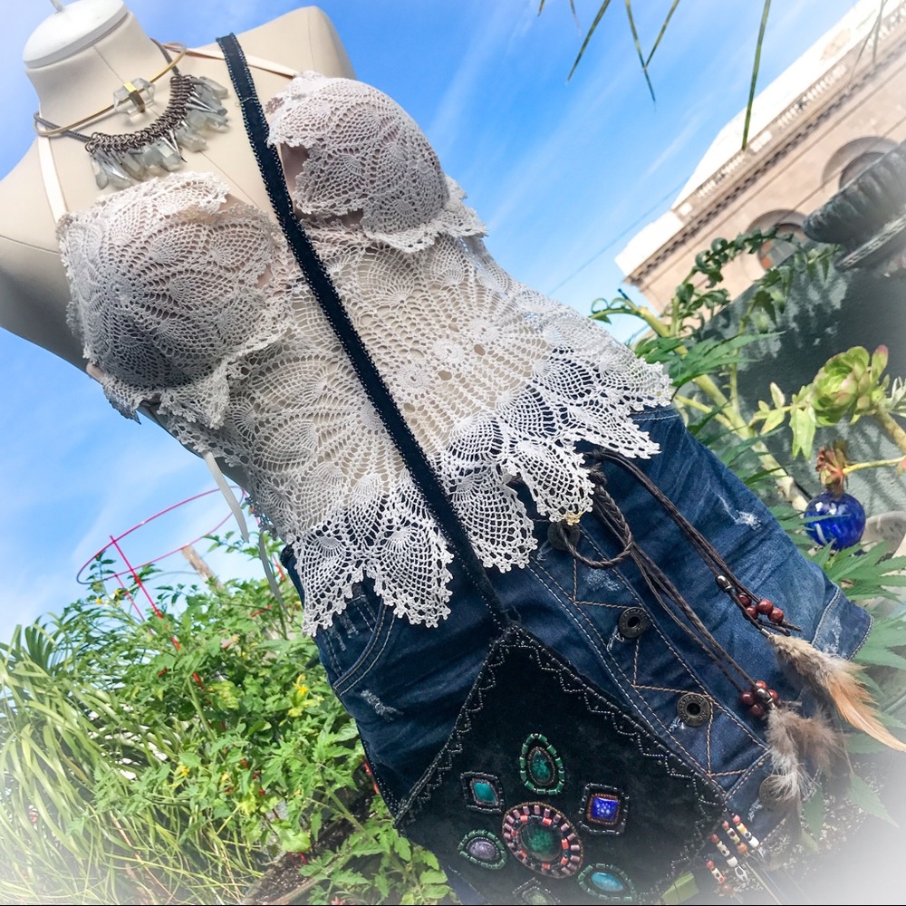 Handmade crochet lace festival top